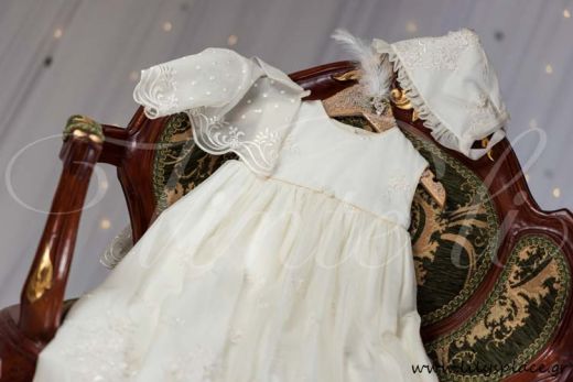 Ρούχο βάπτισης φόρεμα με δαντέλα και μετάξι Vinte li